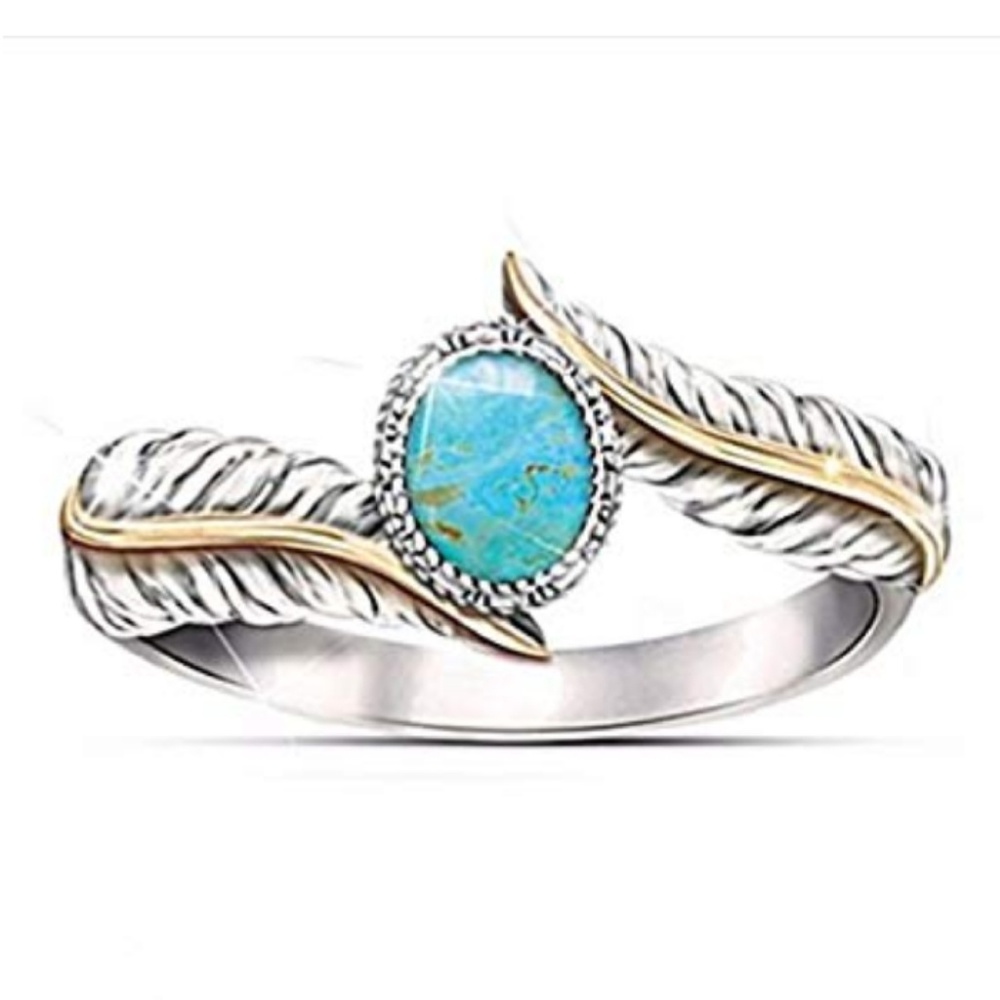 NEW Bohemian Turquoise feather ring. Size 7